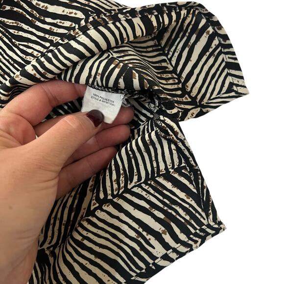 Notations MEDIUM Zebra Print Paint Splatter Stripe Detail Keyhole Back Blouse - Picture 10 of 13